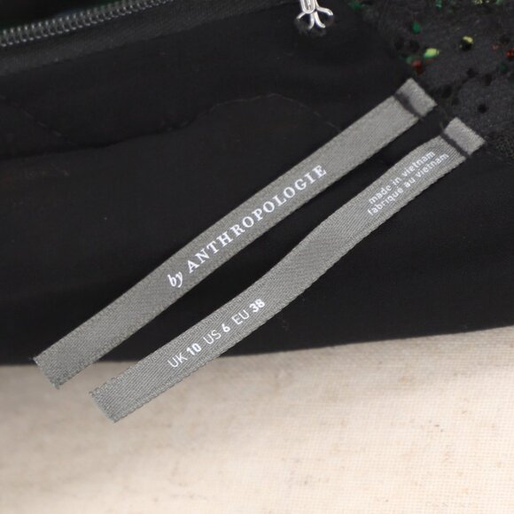 ANTHROPOLOGIE Lacey Floral V-Neck Mini Dress Green Red Multi Size 6 - Picture 7 of 8